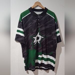 NHL Dallas Stars Black and Green Fullprint Polo Shirt